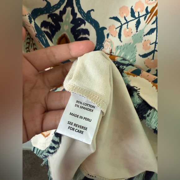 Spartina 449 Womens Island Fringe Dress Large Cream Kalalanta Ikat Palm Preppy - Picture 13 of 14